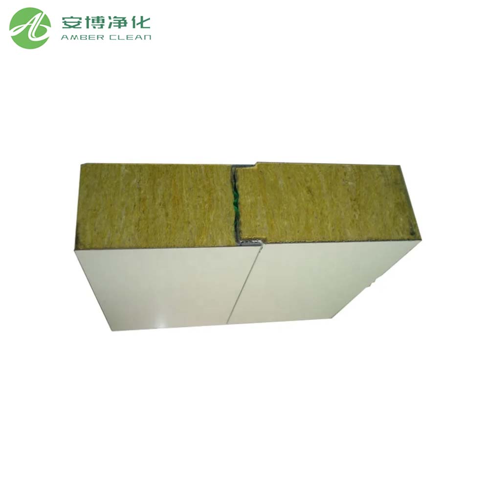 75 mm de doble muro de panel de sándwich de lana de roca de acero para sala limpia