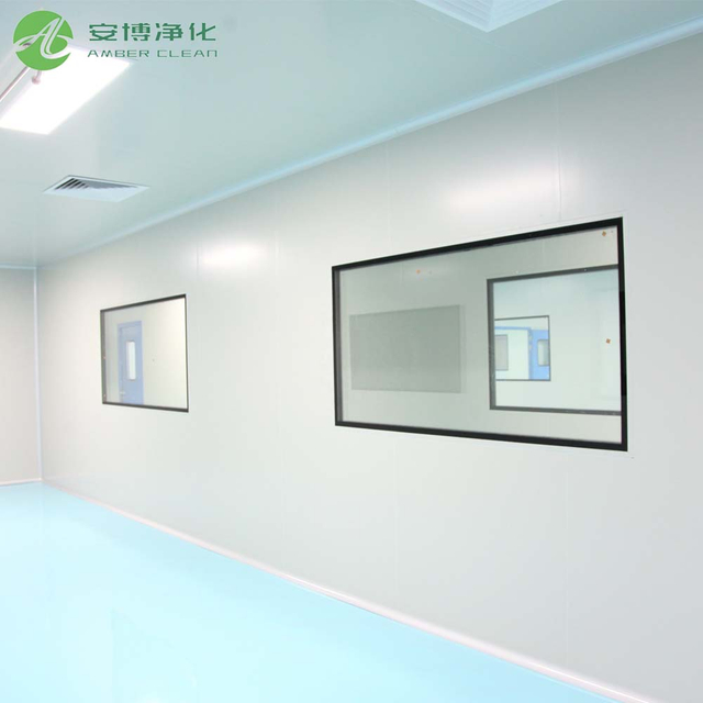 Panel de visualización de vidrio de sala limpia aislamiento de sonido de doble capa para laboratorio de bioseguridad