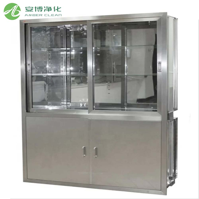 Puerta de vidrio SUS304 Gabinete médico de acero inoxidable para la industria de la sala limpia/laboratorio
