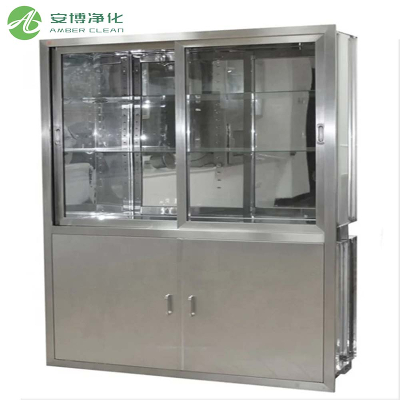 Puerta de vidrio SUS304 Gabinete médico de acero inoxidable para la industria de la sala limpia/laboratorio