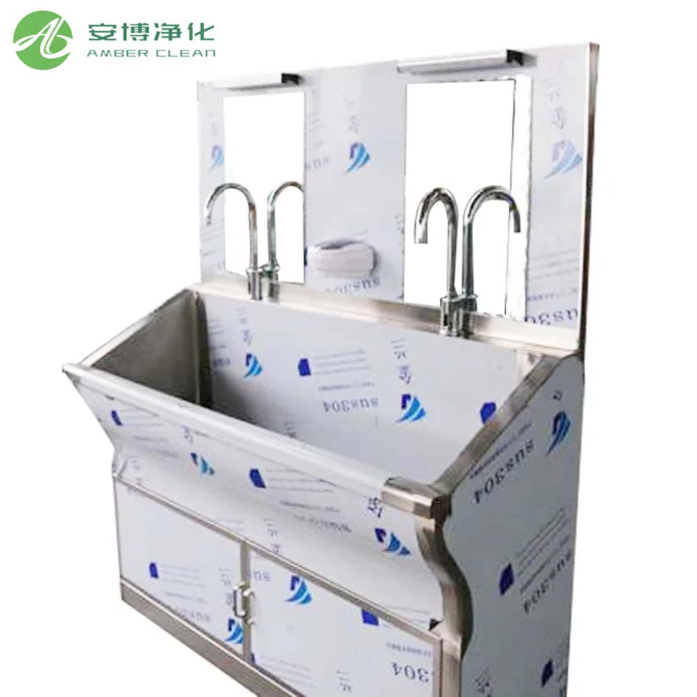Sensor del pie Slot Doble de acero inoxidable Fregaderos para sala de limpieza
